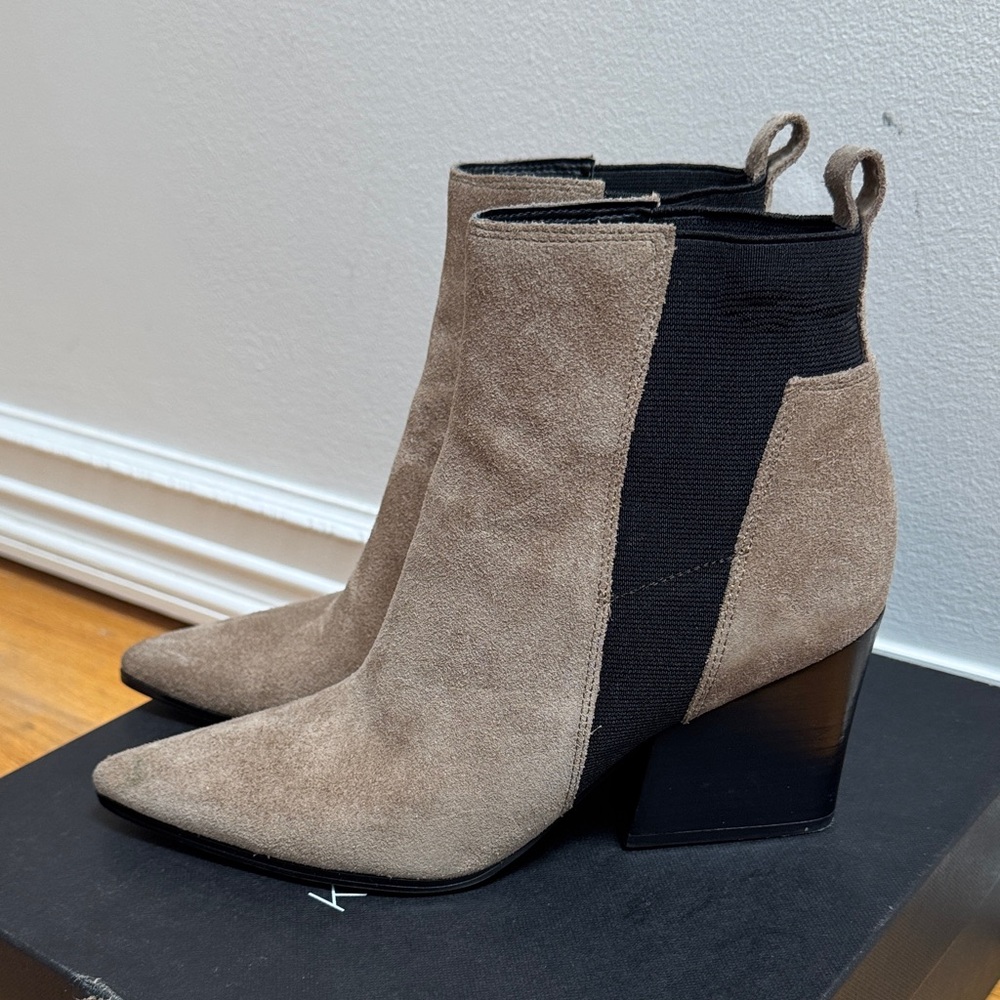 Kendall + Kylie Women's Taupe Suede Ankle Booties - Picture 3 of 7